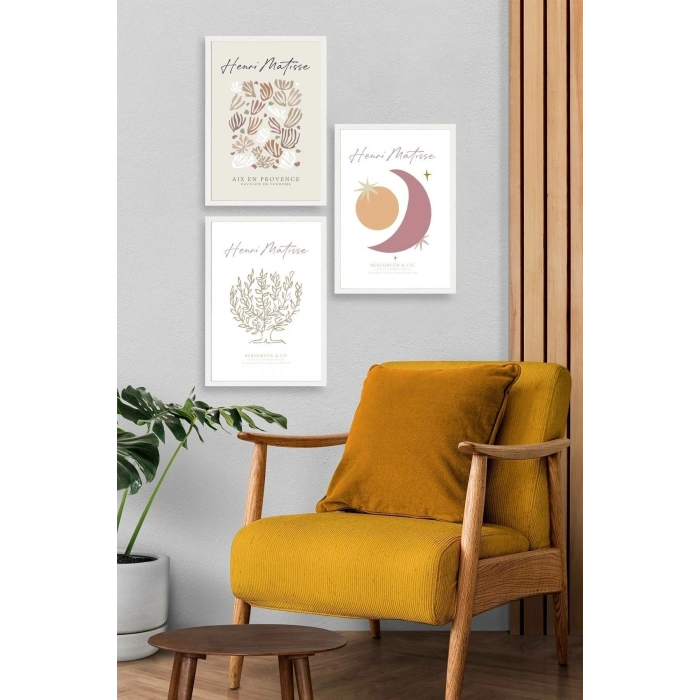 Matisse Üçlü Ahşap Çerçeveli Tablo 50 x 70