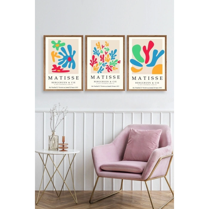 Matisse Üçlü Ahşap Çerçeveli Tablo 50 x 70