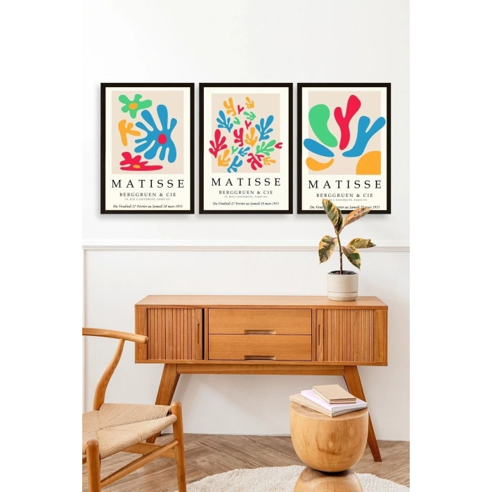 Matisse Üçlü Ahşap Çerçeveli Tablo 50 x 70