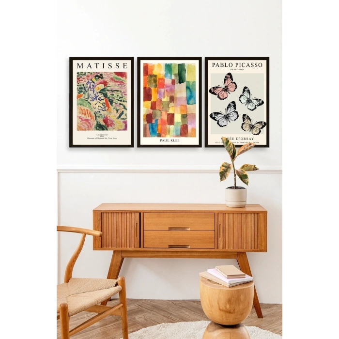 Matisse Üçlü Ahşap Çerçeveli Tablo 50 x 70