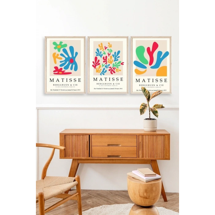 Matisse Üçlü Ahşap Çerçeveli Tablo 50 x 70
