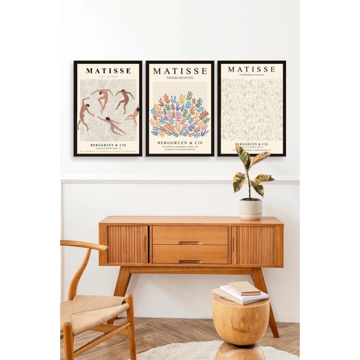Matisse Üçlü Ahşap Çerçeveli Tablo 50 x 70