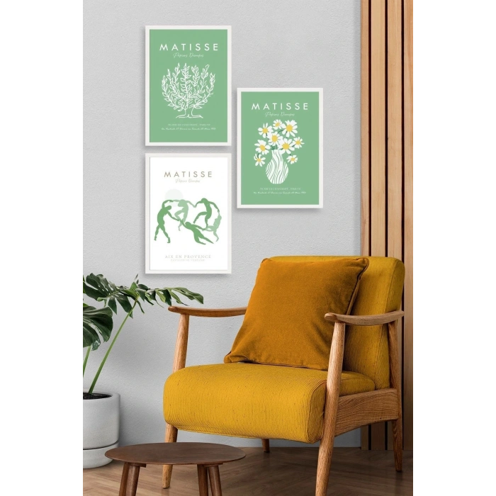 Matisse Üçlü Ahşap Çerçeveli Tablo 50 x 70