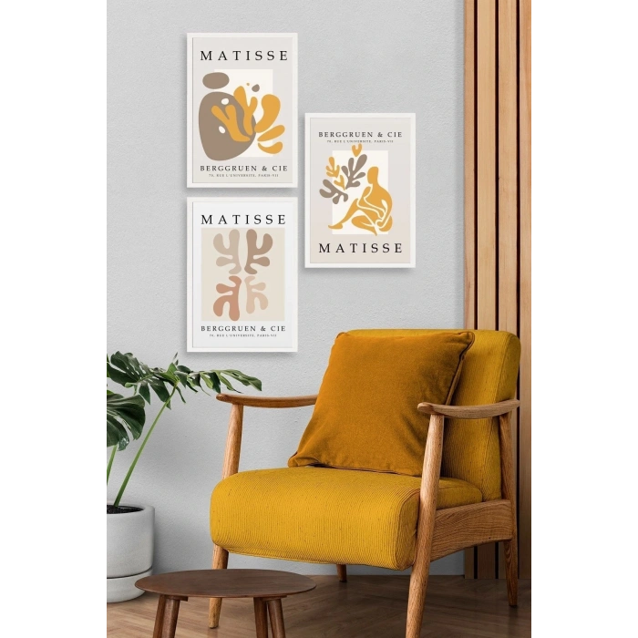 Matisse Üçlü Ahşap Çerçeveli Tablo 50 x 70