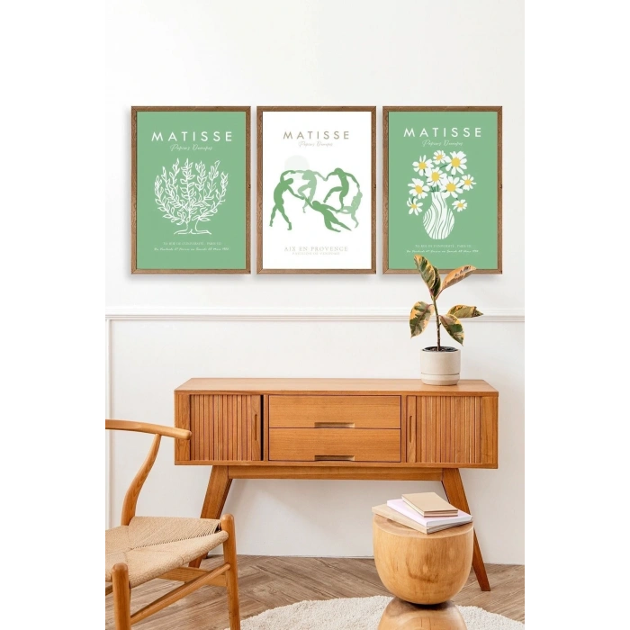 Matisse Üçlü Ahşap Çerçeveli Tablo 50 x 70