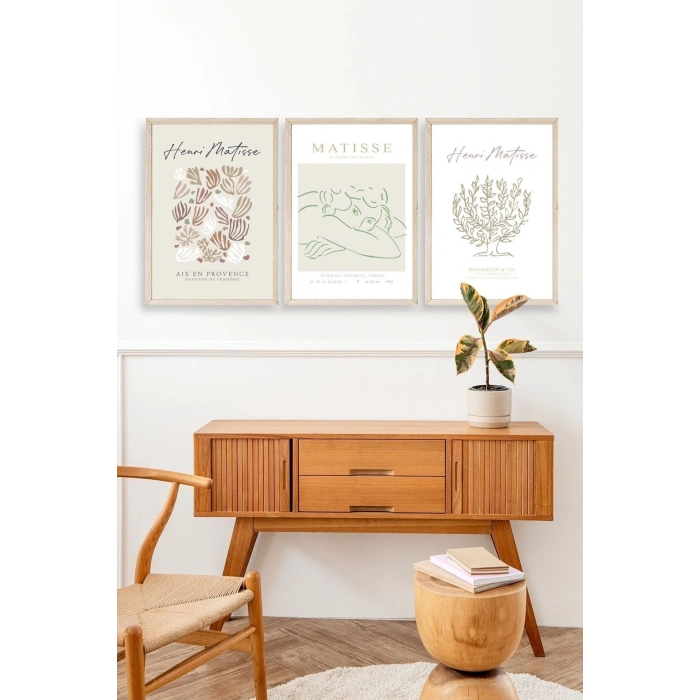 Matisse Üçlü Ahşap Çerçeveli Tablo 50 x 70