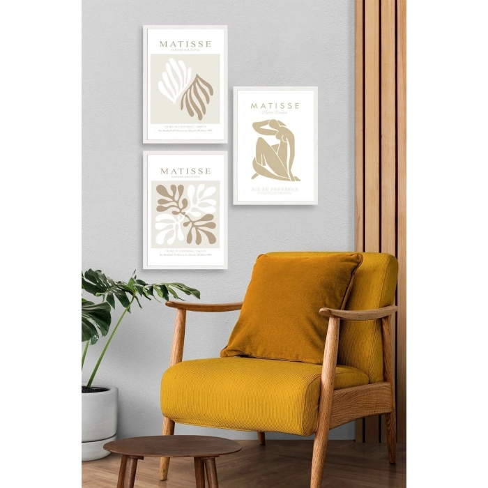 Matisse Üçlü Ahşap Çerçeveli Tablo 50 x 70