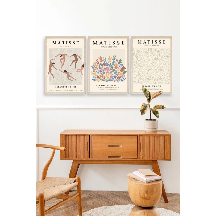 Matisse Üçlü Ahşap Çerçeveli Tablo 50 x 70