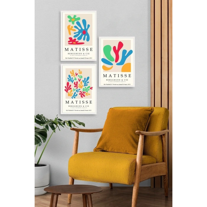 Matisse Üçlü Ahşap Çerçeveli Tablo 50 x 70