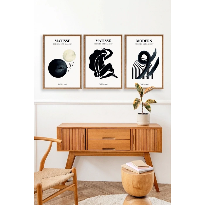 Matisse Üçlü Ahşap Çerçeveli Tablo 50 x 70