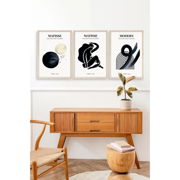 Matisse Üçlü Ahşap Çerçeveli Tablo 50 x 70