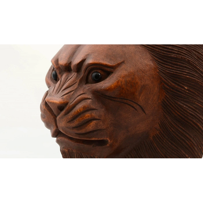 Mahogany Wood Handmade Decorative Lion Bust