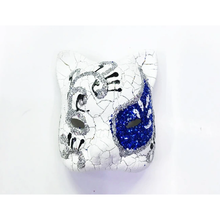 Blue Embroidered Ceramic Venice Cat Magnet