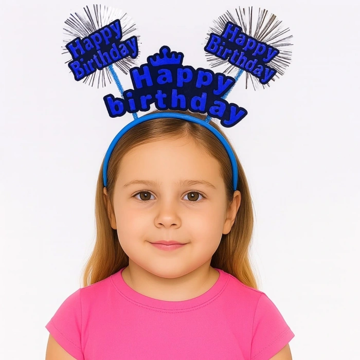 Blue Sparkly Written Birthday Party Crown