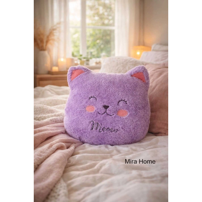 Meav Kedi Figürlü Dekoratif Çocuk Odası Yastığı