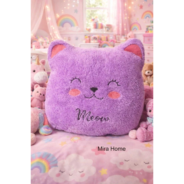 Meav Kedi Figürlü Dekoratif Çocuk Odası Yastığı