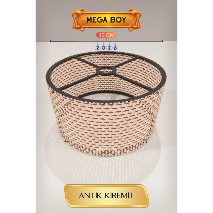 Mega Boy Antik Kiremit Lambader Başlığı 35 Cm