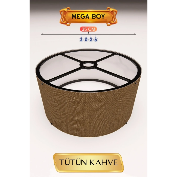 Mega Boy Tütün Kahve Lambader Başlığı 35 Cm