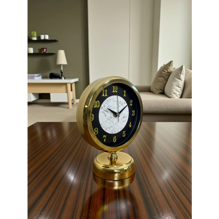 Marble Shine Gold 25 x 20 Cm Metal Table Clock