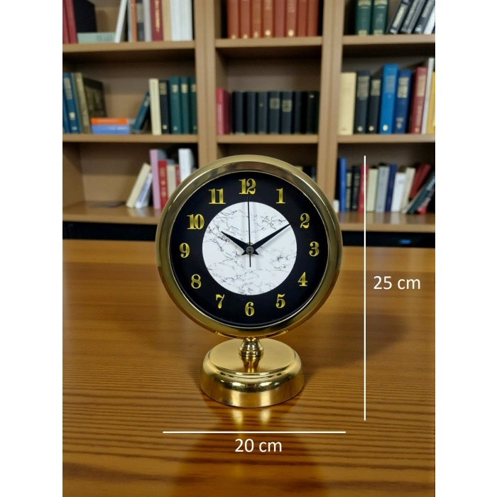 Marble Shine Gold 25 x 20 Cm Metal Table Clock