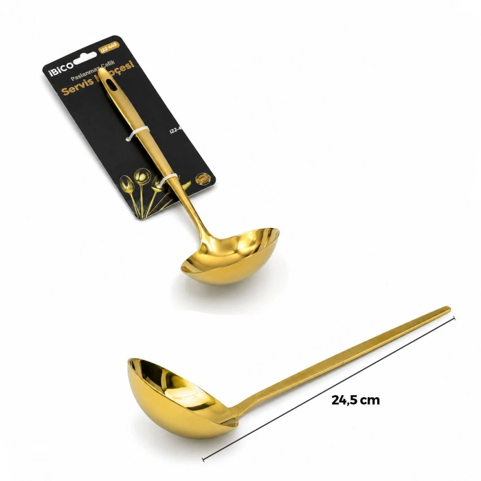 Metal Servis Kepçesi - Gold Renk - 24.5 cm