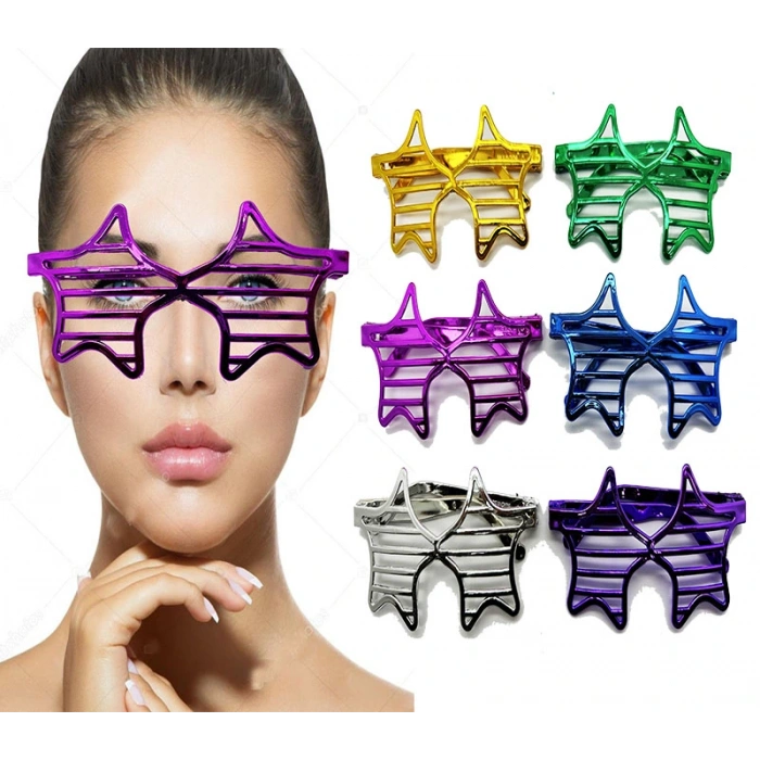 Metallic Extra Bright Star Shutter Party Glasses 6 Colors 6 Pieces