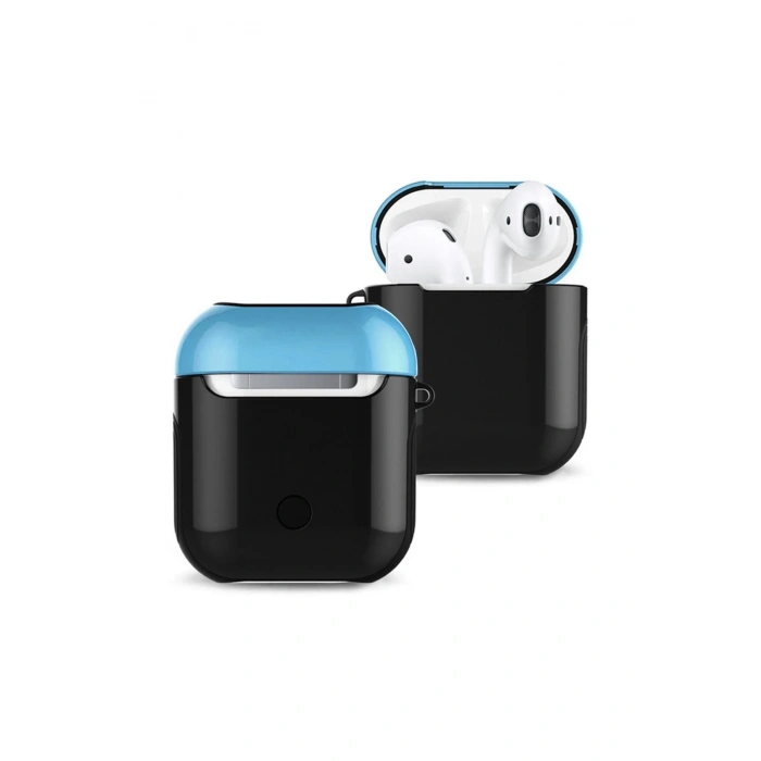 Durukar®  Airpods 2 (2.nesil) 3in1 Kılıf - Siyah-Mavi