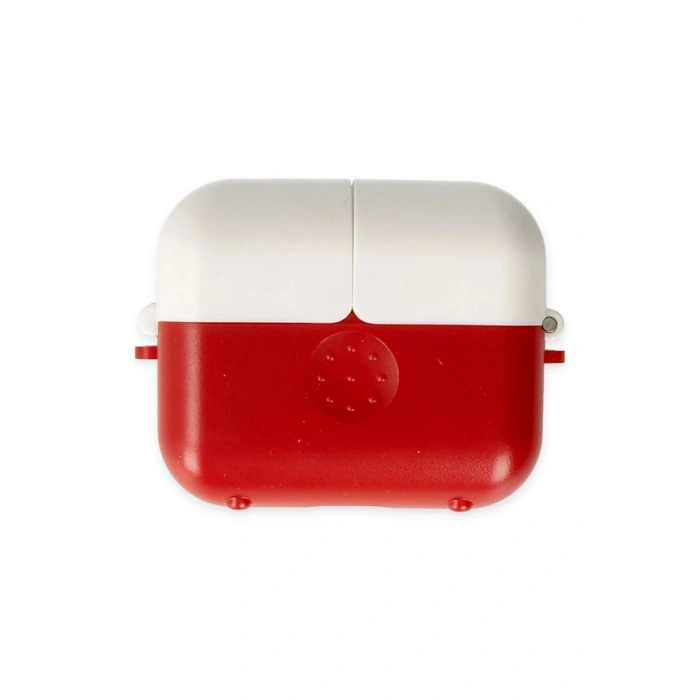 Mey İthalat®  Airpods 3 (3.nesil) Basmalı Kılıf - Kırmızı-Beyaz