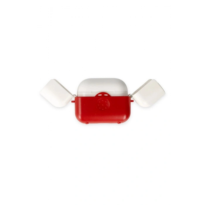 Mey İthalat®  Airpods 3 (3.nesil) Basmalı Kılıf - Kırmızı-Beyaz
