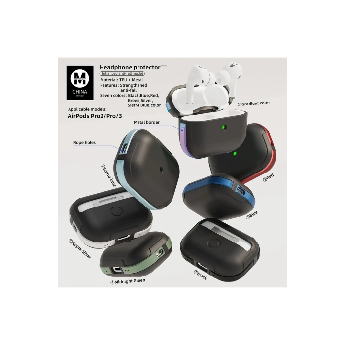 Durukar®  Airpods 3 (3.nesil) MO-A8 Armor Kılıf - Rainbow