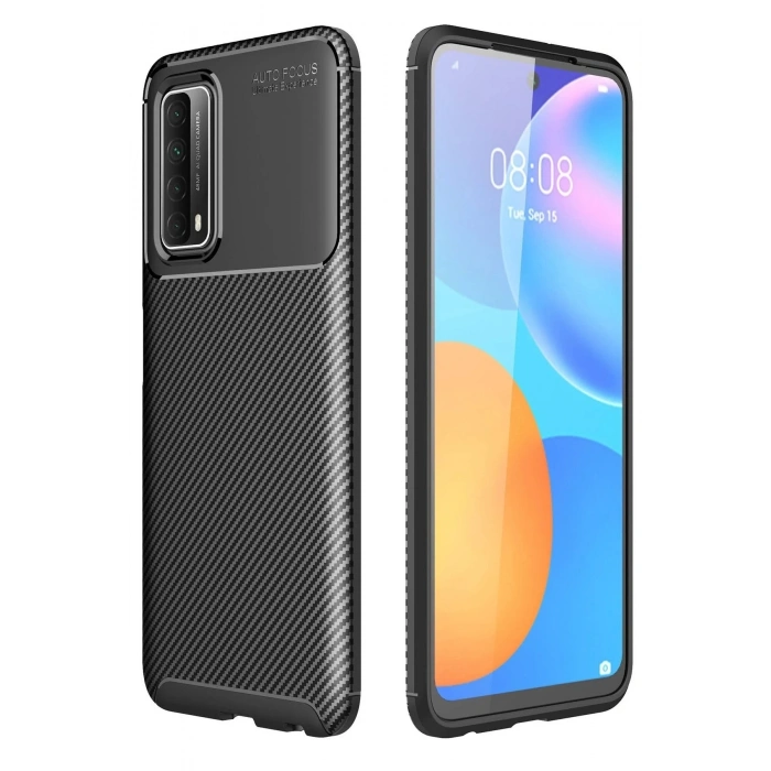 Durukar®  Huawei P Smart 2021 Kılıf Auto Focus Karbon Kapak - Siyah