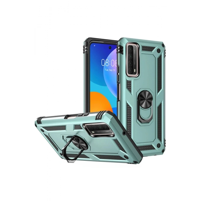Durukar®  Huawei P Smart 2021 Kılıf Sofya Yüzüklü Silikon Kapak - Yeşil