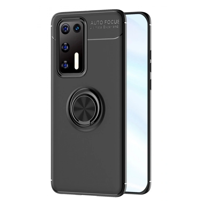 Durukar®  Huawei P40 Kılıf Range Yüzüklü Silikon - Siyah
