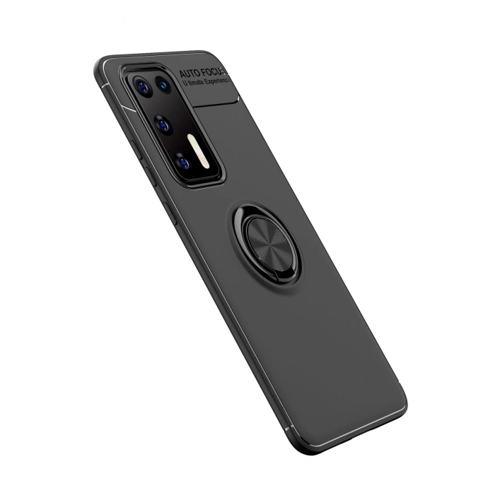 Durukar®  Huawei P40 Kılıf Range Yüzüklü Silikon - Siyah