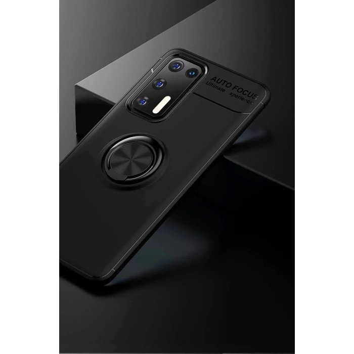 Durukar®  Huawei P40 Kılıf Range Yüzüklü Silikon - Siyah