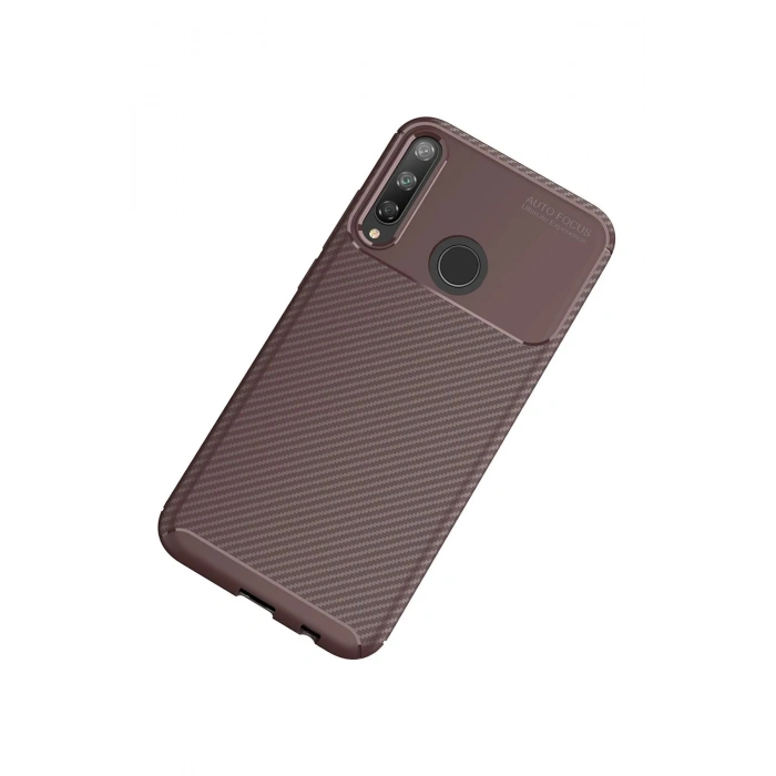 Mey İthalat®  Huawei P40 Lite E Kılıf Auto Focus Karbon Kapak - Kahverengi