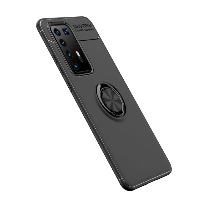 Durukar®  Huawei P40 Pro Kılıf Range Yüzüklü Silikon - Siyah