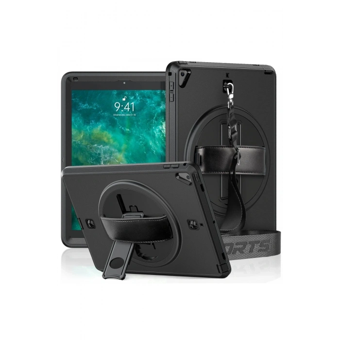 Durukar®  iPad 5 Air 9.7 Kılıf Strap-C Otterbox Tablet Kapak - Siyah