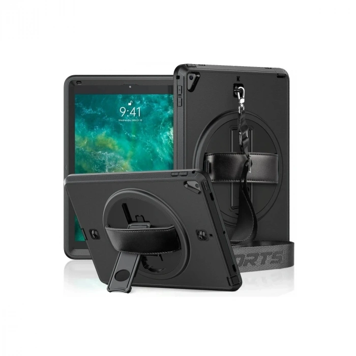 Durukar®  iPad 5 Air 9.7 Kılıf Strap-C Otterbox Tablet Kapak - Siyah