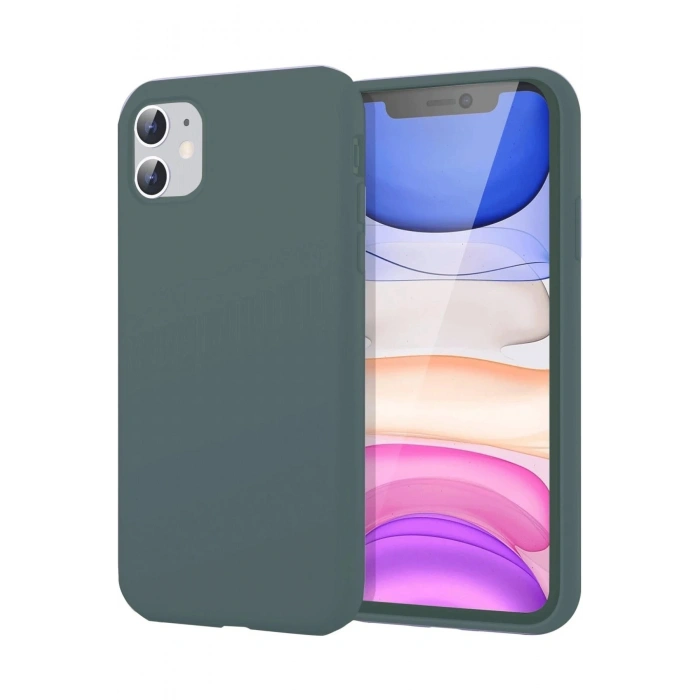 Mey İthalat®  iPhone 11 Kılıf First Silikon - Koyu Yeşil