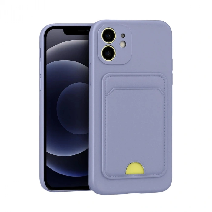 Mey İthalat®  iPhone 11 Kılıf Kelvin Kartvizitli Silikon - Lila