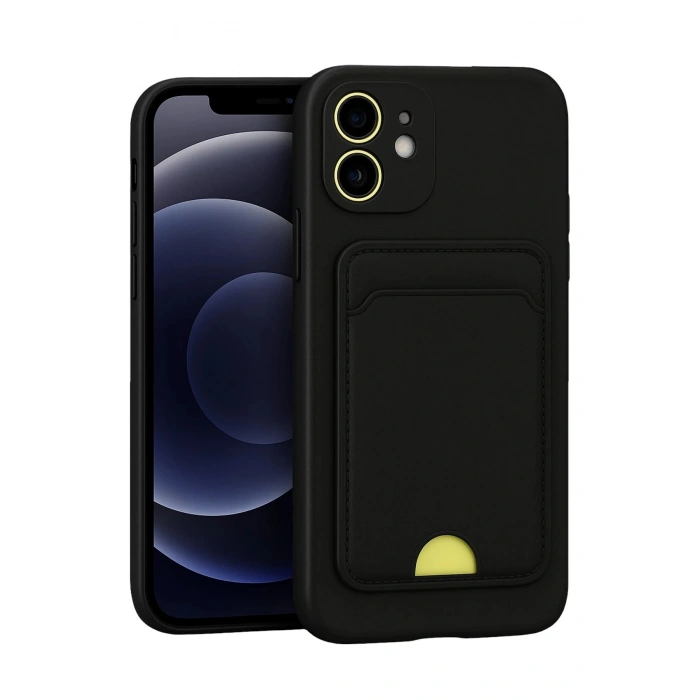 Mey İthalat®  iPhone 11 Kılıf Kelvin Kartvizitli Silikon - Siyah
