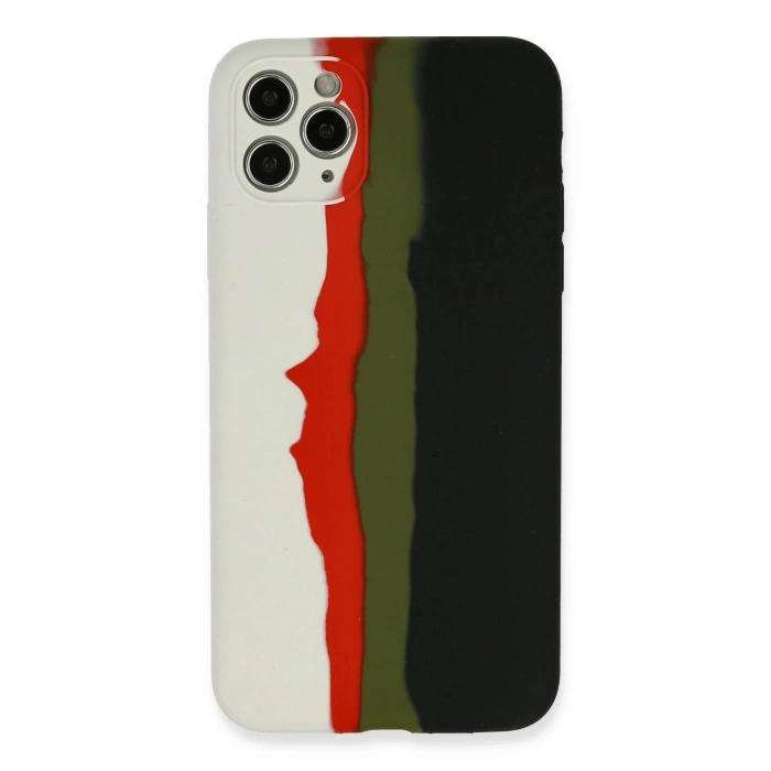 Durukar®  iPhone 11 Pro Kılıf Ebruli Lansman Silikon - Beyaz-Siyah
