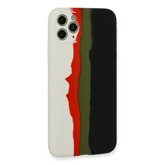 Durukar®  iPhone 11 Pro Kılıf Ebruli Lansman Silikon - Beyaz-Siyah