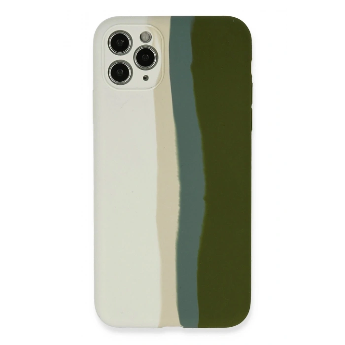 Durukar®  iPhone 11 Pro Kılıf Ebruli Lansman Silikon - Beyaz-Yeşil
