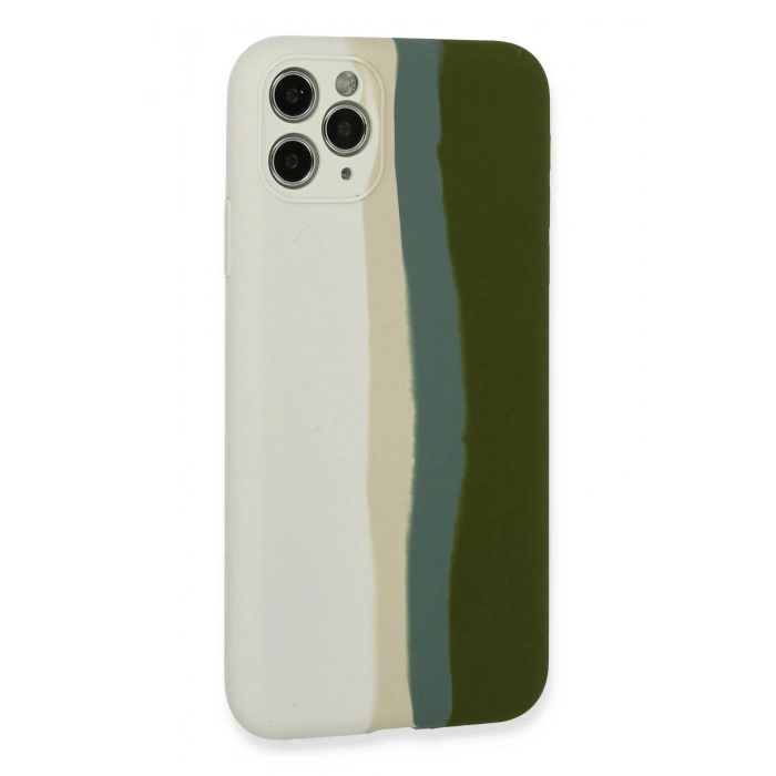 Durukar®  iPhone 11 Pro Kılıf Ebruli Lansman Silikon - Beyaz-Yeşil