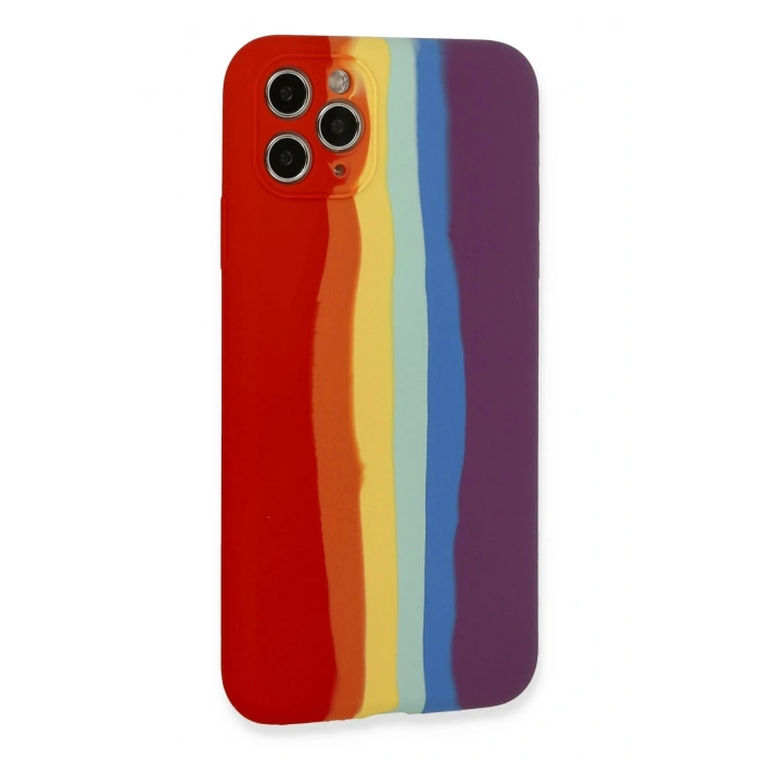 Durukar®  iPhone 11 Pro Kılıf Ebruli Lansman Silikon - Kırmızı-Mor