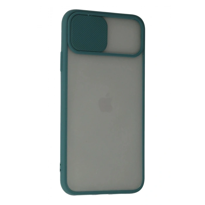 Mey İthalat®  iPhone 11 Pro Kılıf Palm Buzlu Kamera Sürgülü Silikon - Yeşil