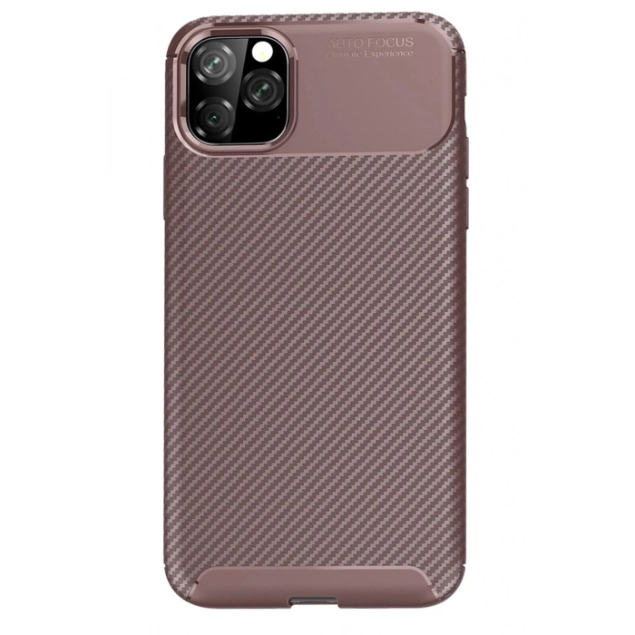Durukar®  iPhone 11 Pro Max Kılıf Auto Focus Karbon Kapak - Kahverengi