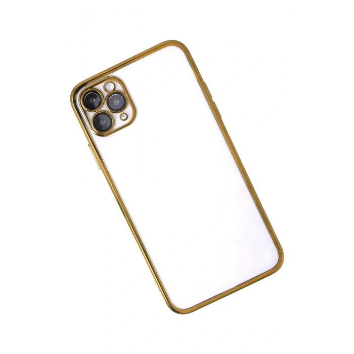 Durukar®  iPhone 11 Pro Max Kılıf  Lensli Silikon - Gold